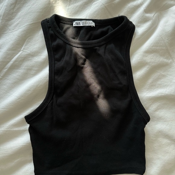 Zara Sleek Black Crop Top - Picture 1 of 2